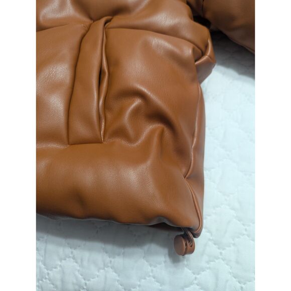 🤎 The Drop Priscilla Vegan Leather Puffer Size M NWT - Picture 9 of 12